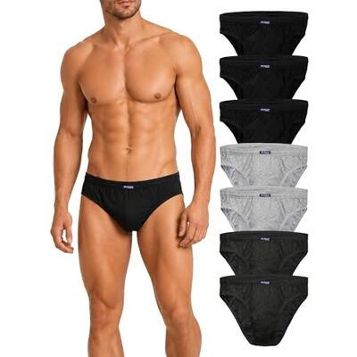 BRUBAKER Conjunto de 7 Slips para homem Cuecas calças até 100 % algodão, multipack roupa interior masculina confortável, 3 x preto / 2 x antracite / 2 x cinzento, XL BRUBAKER Conjunto de 7 Slips para homem Cuecas calças até 100 % algodão, multipack roupa interior masculina confortável, 3 x preto / 2 x antracite / 2 x cinzento, XL