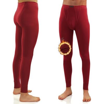 Sesto Senso Cuecas compridas 100% algodão calças inverno térmicas para homem, Borgonha Sesto Senso Cuecas compridas 100% algodão calças inverno térmicas para homem, Borgonha