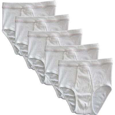 HERMKO 3248 Kit de 5 cuecas para homem com abertura, dupla bainha, algodão orgânico, Branco HERMKO 3248 Kit de 5 cuecas para homem com abertura, dupla bainha, algodão orgânico, Branco