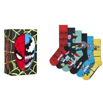Happy Socks Meias Marvel Spider-Man Vicious Venom conjunto de presentes para homem, mulher, menino Happy Socks Meias Marvel Spider-Man Vicious Venom conjunto de presentes para homem, mulher, menino