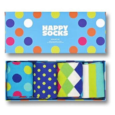 Happy Socks Classic Dot Meias de algodão em caixas de presente divertidas padrão geométrico de bolinhas Happy Socks Classic Dot Meias de algodão em caixas de presente divertidas padrão geométrico de bolinhas