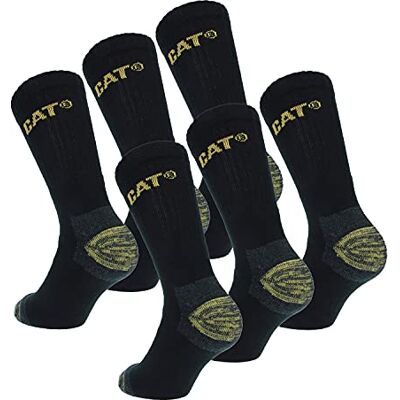 CAT erpillar 6 Pares de Meias de Trabalho para Homem, Calcanhar e Dedos Reforçados Esponja de Algodão CAT erpillar 6 Pares de Meias de Trabalho para Homem, Calcanhar e Dedos Reforçados Esponja de Algodão