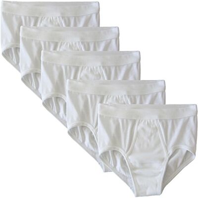 HERMKO 3240 Kit de cinco cuecas com abertura, delicadas, laváveis a 90 graus, 100 % algodão orgânico ('Classic Art'), Branco, XXL HERMKO 3240 Kit de cinco cuecas com abertura, delicadas, laváveis a 90 graus, 100 % algodão orgânico ('Classic Art'), Branco, XXL