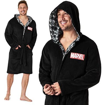 Marvel Bata de Casa de Homem, Roupão de Fleece S 3XL, Presentes para Homens, Preto, 3XL Marvel Bata de Casa de Homem, Roupão de Fleece S 3XL, Presentes para Homens, Preto, 3XL