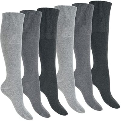 Footstar Meias de saúde para homens e mulheres (6 pares) sem costuras para diabéticos, Classic Grey Footstar Meias de saúde para homens e mulheres (6 pares) sem costuras para diabéticos, Classic Grey