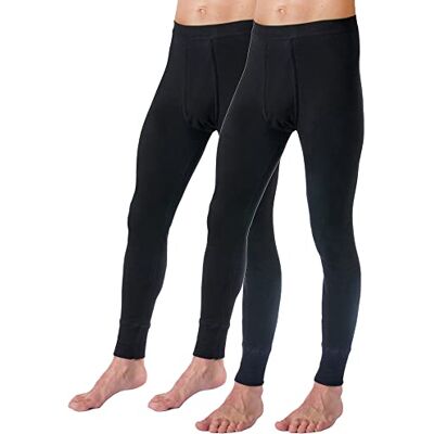 HERMKO 3540 Kit de 2 calças interiores para homem Long Johns, 100% algodão orgânico, Preto HERMKO 3540 Kit de 2 calças interiores para homem Long Johns, 100% algodão orgânico, Preto