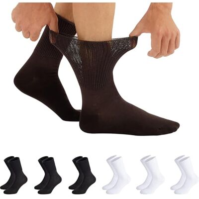 CALZITALY , PACK 3/6 pares Meias sem elástico, meias para diabéticos, meias unissexo de algodão, preto, branco, natural, Made in Italy, 6 Pares 3 preto + 3 branco CALZITALY , PACK 3/6 pares Meias sem elástico, meias para diabéticos, meias unissexo de algodão, preto, branco, natural, Made in Italy, 6 Pares 3 preto + 3 branco