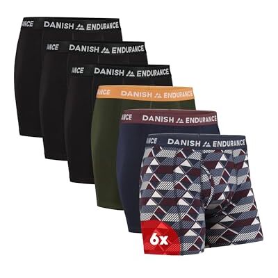 DANISH ENDURANCE Cuecas Homem Boxer Algodão Premium, Pack de 6 Roupa Homem, Roupa Interior DANISH ENDURANCE Cuecas Homem Boxer Algodão Premium, Pack de 6 Roupa Homem, Roupa Interior