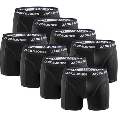 JACK & JONES Cuecas para homem Boxer pack de 8 – roupa interior de algodão e elastano, ajuste confortável, macias e respiráveis, básicas para o dia a dia JACK & JONES Cuecas para homem Boxer pack de 8 – roupa interior de algodão e elastano, ajuste confortável, macias e respiráveis, básicas para o dia a dia