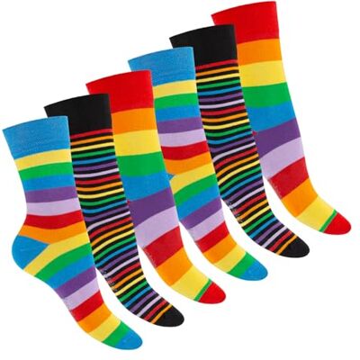 Footstar 6 pares de meias listradas para homem e mulher, 39-42 Footstar 6 pares de meias listradas para homem e mulher, 39-42