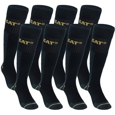 CAT erpillar 4 pares meias compridas de trabalho para homens reforçadas no calcanhar e na ponta, algodão CAT erpillar 4 pares meias compridas de trabalho para homens reforçadas no calcanhar e na ponta, algodão