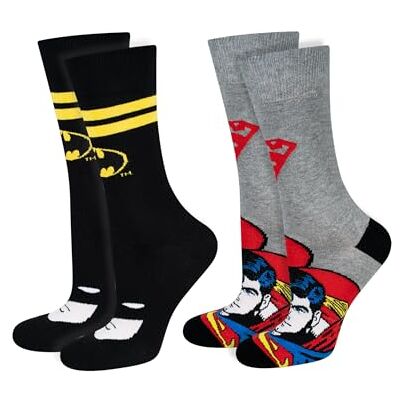 soxo DC Comics The Batman Superman Meias para Homem Divertidas Altas Algodão Cores 40-45 1-3 Pares soxo DC Comics The Batman Superman Meias para Homem Divertidas Altas Algodão Cores 40-45 1-3 Pares