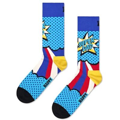 Happy Socks Meias Super Dad algodão homem azul 41-46 Happy Socks Meias Super Dad algodão homem azul 41-46