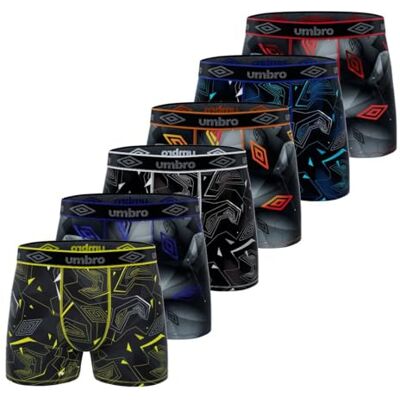 Umbro Boxer para homem desportivo, Calções para homem respiráveis e elásticos (pack de 6) Umbro Boxer para homem desportivo, Calções para homem respiráveis e elásticos (pack de 6)