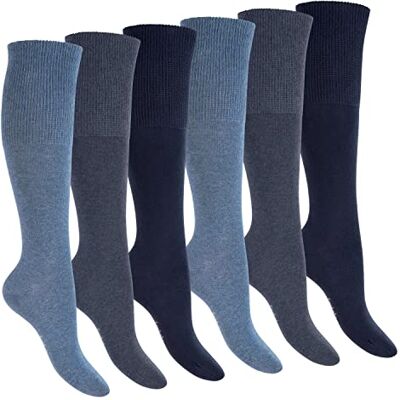 Footstar Meias de saúde para homens e mulheres (6 pares) sem costuras para diabéticos, azul Footstar Meias de saúde para homens e mulheres (6 pares) sem costuras para diabéticos, azul