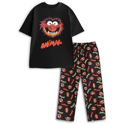 Disney Os Muppets Pijama de manga curta e calças compridas para homem com estampado de animais roupa de dormir de desenhos animados em preto e vermelho Disney Os Muppets Pijama de manga curta e calças compridas para homem com estampado de animais roupa de dormir de desenhos animados em preto e vermelho