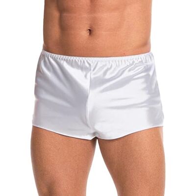 Satini Calções de cetim de seda para homem roupa interior e pijama, cintura elástica, conforto todo o dia, Branco, XXL Satini Calções de cetim de seda para homem roupa interior e pijama, cintura elástica, conforto todo o dia, Branco, XXL