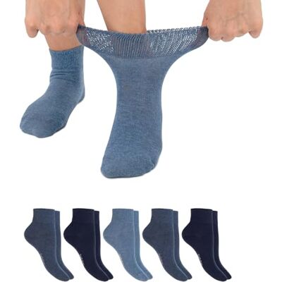 Footstar Meias diabéticos (6 pares) sem costura sem cintura elástica para homem e mulher, 6 Pares Azul (Meias Curtas) Footstar Meias diabéticos (6 pares) sem costura sem cintura elástica para homem e mulher, 6 Pares Azul (Meias Curtas)