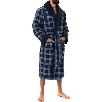 John Christian Roupão polar térmico super macio, quadrados azul vermelho branco, azul, XXL John Christian Roupão polar térmico super macio, quadrados azul vermelho branco, azul, XXL