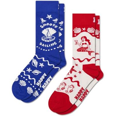 Happy Socks Estilo exclusivo da Amazon, pacote de 2 meias de tripulação sustentáveis com design de vela para homens e mulheres, tamanho 36-40 Happy Socks Estilo exclusivo da Amazon, pacote de 2 meias de tripulação sustentáveis com design de vela para homens e mulheres, tamanho 36-40