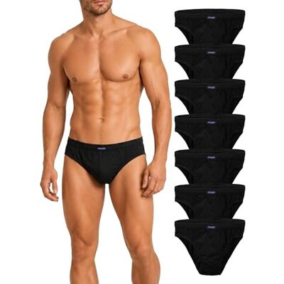 BRUBAKER Conjunto de 7 Slips para homem Cuecas calças até 100 % algodão, multipack roupa interior masculina confortável BRUBAKER Conjunto de 7 Slips para homem Cuecas calças até 100 % algodão, multipack roupa interior masculina confortável