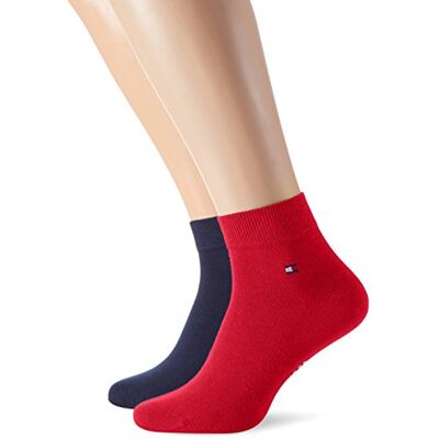 Tommy Hilfiger 342025001 Meias Masculinas (Pack de 2), Azul marinho / vermelho Tommy Hilfiger 342025001 Meias Masculinas (Pack de 2), Azul marinho / vermelho
