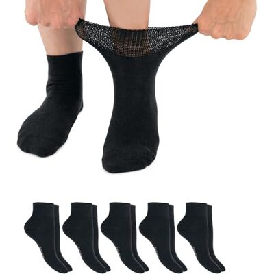 Footstar Meias diabéticos (6 pares) sem costura sem cintura elástica para homem e mulher, 6 Pares preto (Meias Curtas) Footstar Meias diabéticos (6 pares) sem costura sem cintura elástica para homem e mulher, 6 Pares preto (Meias Curtas)