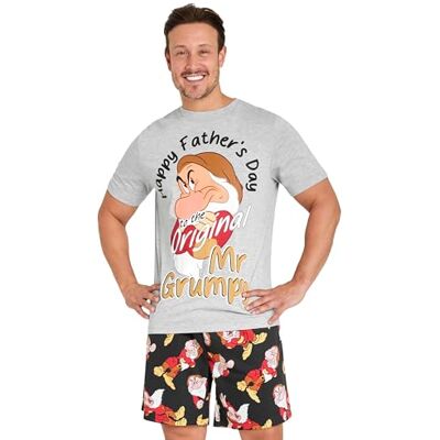 Disney Conjunto confortável de pijama curto para homens, presente pai Disney Conjunto confortável de pijama curto para homens, presente pai