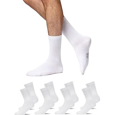 Snocks Meias desportivas altas para homem e mulher tamanho 43-46 cor branca Trekking, anti-bolhas Snocks Meias desportivas altas para homem e mulher tamanho 43-46 cor branca Trekking, anti-bolhas