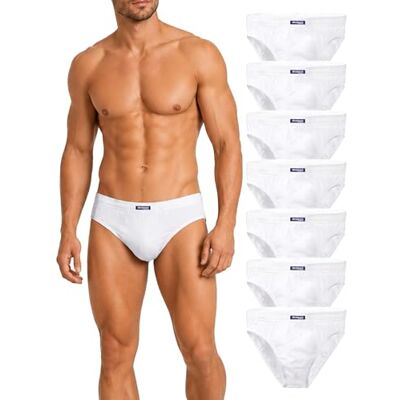 BRUBAKER Conjunto de 7 Slips para homem Cuecas calças até 100 % algodão, multipack roupa interior masculina confortável, XL BRUBAKER Conjunto de 7 Slips para homem Cuecas calças até 100 % algodão, multipack roupa interior masculina confortável, XL