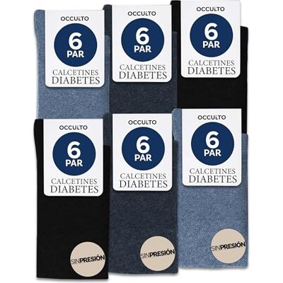 Occulto Meias diabéticos para homem e mulher com 6 pares (modelo: ) Occulto Meias diabéticos para homem e mulher com 6 pares (modelo: )