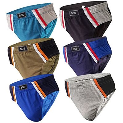 SGS Cuecas homem Slip Slips homem de algodão, embalagem de 6 ou 12 cores roupa interior homens, XL SGS Cuecas homem Slip Slips homem de algodão, embalagem de 6 ou 12 cores roupa interior homens, XL