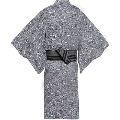 thefancypumpkin Quimono japonês para homem Yukata quimono japonês início pijama roupão tamanho L-C10 thefancypumpkin Quimono japonês para homem Yukata quimono japonês início pijama roupão tamanho L-C10