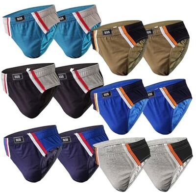 SGS Cuecas homem Slip Slips homem de algodão, embalagem de 6 ou 12 cores roupa interior homens, M SGS Cuecas homem Slip Slips homem de algodão, embalagem de 6 ou 12 cores roupa interior homens, M
