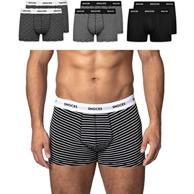 Snocks Pack de 6 boxers de algodão bio roupa interior ultramacia cuecas homem sem etiqueta irritante pack boxers homem tamanho XS XXL Snocks Pack de 6 boxers de algodão bio roupa interior ultramacia cuecas homem sem etiqueta irritante pack boxers homem tamanho XS XXL