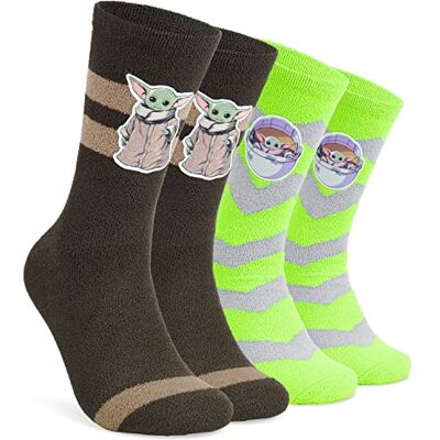 Disney The Mandalorian Meias antiderrapantes para homem, conjunto de 2 meias originais e quentes, Baby Yoda presente Disney The Mandalorian Meias antiderrapantes para homem, conjunto de 2 meias originais e quentes, Baby Yoda presente