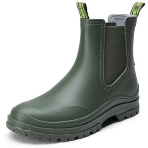 DREAM PAIRS Botas de Água Mulher Chelsea com Ponta Protetora Sapatos de Chuva Impermeáveis de Cano Médio Botas de PVC de Moda Antiderrapante, Verde escuro, 37 UE DREAM PAIRS Botas de Água Mulher Chelsea com Ponta Protetora Sapatos de Chuva Impermeáveis de Cano Médio Botas de PVC de Moda Antiderrapante, Verde escuro, 37 UE