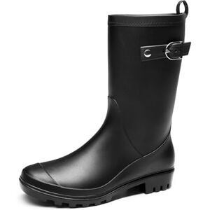 DREAM PAIRS Botas Altas de PVC para Mulher com Fivela Decorativa, Sapatos de Chuva Impermeáveis Antiderrapantes Leves Moda, Preto, 41 UE DREAM PAIRS Botas Altas de PVC para Mulher com Fivela Decorativa, Sapatos de Chuva Impermeáveis Antiderrapantes Leves Moda, Preto, 41 UE