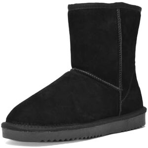 DREAM PAIRS Botas de neve plana de meia cana mulher botins de inverno com sola leve e antiderrapante FuzzyClassic bota, Preto, 41,5 UE DREAM PAIRS Botas de neve plana de meia cana mulher botins de inverno com sola leve e antiderrapante FuzzyClassic bota, Preto, 41,5 UE