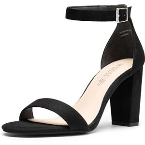 DREAM PAIRS Sandália de vestido para mulher com salto alto largo sapatos clássicos de ponta redonda com fivelas e tiras de verão, tamanho 37, camurça preta, SDHS2434W-E DREAM PAIRS Sandália de vestido para mulher com salto alto largo sapatos clássicos de ponta redonda com fivelas e tiras de verão, tamanho 37, camurça preta, SDHS2434W-E
