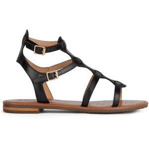 Geox D Sozy S B Sandália plana para mulher, Preto, 38 UE Geox D Sozy S B Sandália plana para mulher, Preto, 38 UE