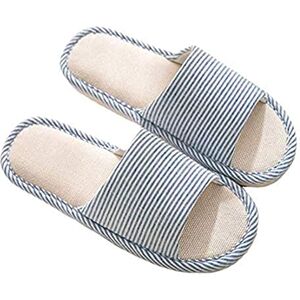 AioTio Sapatos de ponta de linho de algodão com luz suave aberta, sapatos de casa confortáveis e respiráveis antiderrapantes para interiores e exteriores para mulheres e homens, azul, 40/41 UE AioTio Sapatos de ponta de linho de algodão com luz suave aberta, sapatos de casa confortáveis e respiráveis antiderrapantes para interiores e exteriores para mulheres e homens, azul, 40/41 UE