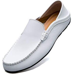 Unitysow Mocassins homens sapatos de vestir casuais preguiçosos Slip On verão plano couro sapatos de condução sapatilhas, Branco, 40 UE Unitysow Mocassins homens sapatos de vestir casuais preguiçosos Slip On verão plano couro sapatos de condução sapatilhas, Branco, 40 UE