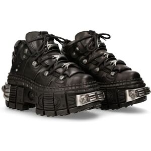 New Rock Botas unissexo sola TANK com cordões cor preta pele/unissexo Black Boots Leather Shoelaces M.WALL106-S12, Preto, 42 UE New Rock Botas unissexo sola TANK com cordões cor preta pele/unissexo Black Boots Leather Shoelaces M.WALL106-S12, Preto, 42 UE