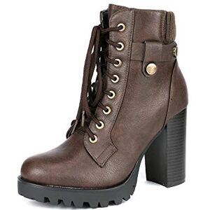 DREAM PAIRS Botas militares mulher botins de salto alto plataforma moda sapatos com cordões de correr, tamanho 41,5, castanho, SCANDL DREAM PAIRS Botas militares mulher botins de salto alto plataforma moda sapatos com cordões de correr, tamanho 41,5, castanho, SCANDL
