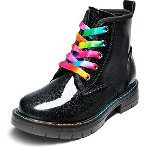 DREAM PAIRS Botas de Neve para Crianças de Inverno Botins Militares com Atilhos Multicoloridas para Meninos e Meninas, Preto Pu DREAM PAIRS Botas de Neve para Crianças de Inverno Botins Militares com Atilhos Multicoloridas para Meninos e Meninas, Preto Pu