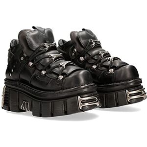 NEW ROCK Sapatos 106 botins homem preto com plataforma e ornamentos Metallic Urban Black Shoes M.106-S112, Preto NEW ROCK Sapatos 106 botins homem preto com plataforma e ornamentos Metallic Urban Black Shoes M.106-S112, Preto