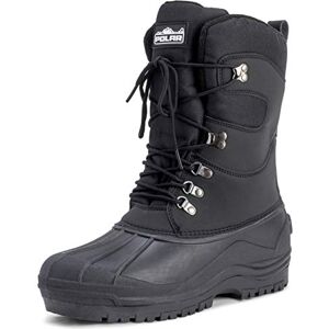 Polar Homem Botas de Inverno de Malha de Nylon com Superposição de Pato Impermeável até a Sola de Renda de Neve, Preto, 43 UE Polar Homem Botas de Inverno de Malha de Nylon com Superposição de Pato Impermeável até a Sola de Renda de Neve, Preto, 43 UE