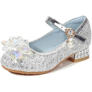 Eleasica Sapato de lantejoulas com enfeites de cristal de salto baixo Princesa Cinderela para menina Sapatos de dança Cosplay Princesa Aurora para presente Rainha Elsa Chinelos, PRATEADO, 29 UE Eleasica Sapato de lantejoulas com enfeites de cristal de salto baixo Princesa Cinderela para menina Sapatos de dança Cosplay Princesa Aurora para presente Rainha Elsa Chinelos, PRATEADO, 29 UE