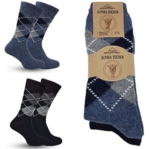 MOUNTREX ® Meias de alpaca, meias de lã para homem e mulher, meias de inverno, meias quentes, meias térmicas, finas, meias de peluche, 2 pares, Cowboy/preto quadros, 43-46 MOUNTREX ® Meias de alpaca, meias de lã para homem e mulher, meias de inverno, meias quentes, meias térmicas, finas, meias de peluche, 2 pares, Cowboy/preto quadros, 43-46
